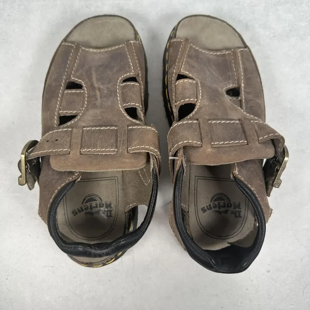 Dr. Martens Sandals Shoes Mens Size 9 Brown Leather Fisherman Buckle England 90s
